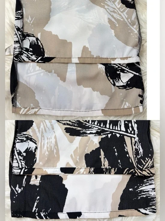 Mahina ~ Strapless Jumpsuit ~ in Black/Tan/White Palm Leaves Print - Picture 15 of 16